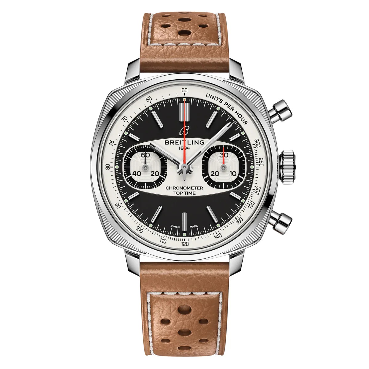 Breitling Top Time B01 Racing 38mm Mens Watch Brown Leather