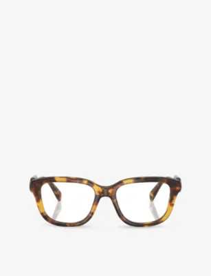 MIU MIU MU 02ZV Square-Frame Acetate Eyeglasses in BROWN – Mens | Glasses