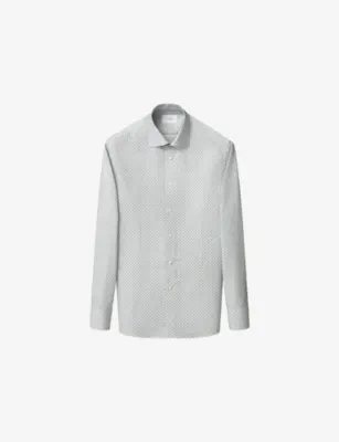ETON Motif Contemporary-Fit Cotton-Twill Shirt - 17.75 in MID BLUE – Mens | Shirts | Casual Shirts | Long-sleeved