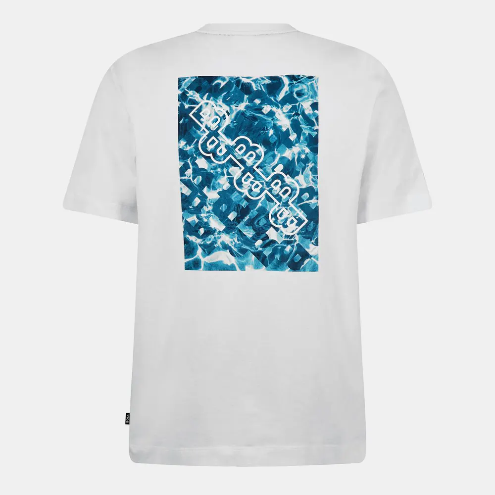 Boss Men's HTaut 81 Black Cotton T-Shirt in White 100, additional product view 2