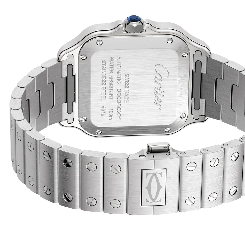 Cartier Santos de Cartier Watch, Medium Model, Steel, Automatic, Interchangeable Leather Strap detail 3