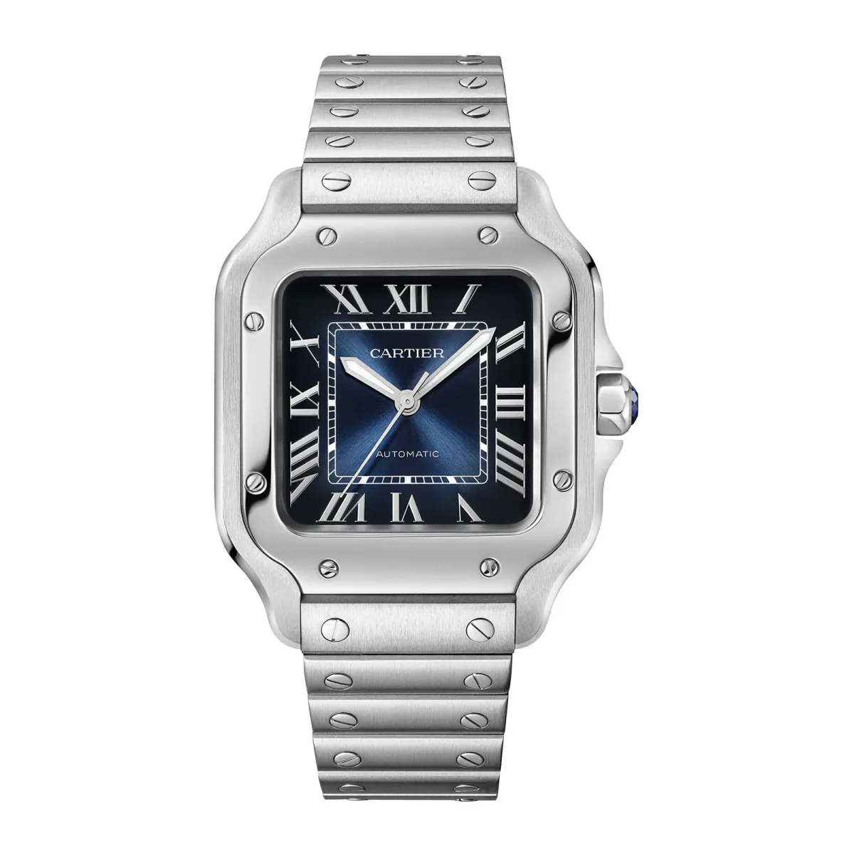 Cartier Santos de Cartier Watch, Medium Model, Steel, Automatic, Interchangeable Leather Strap