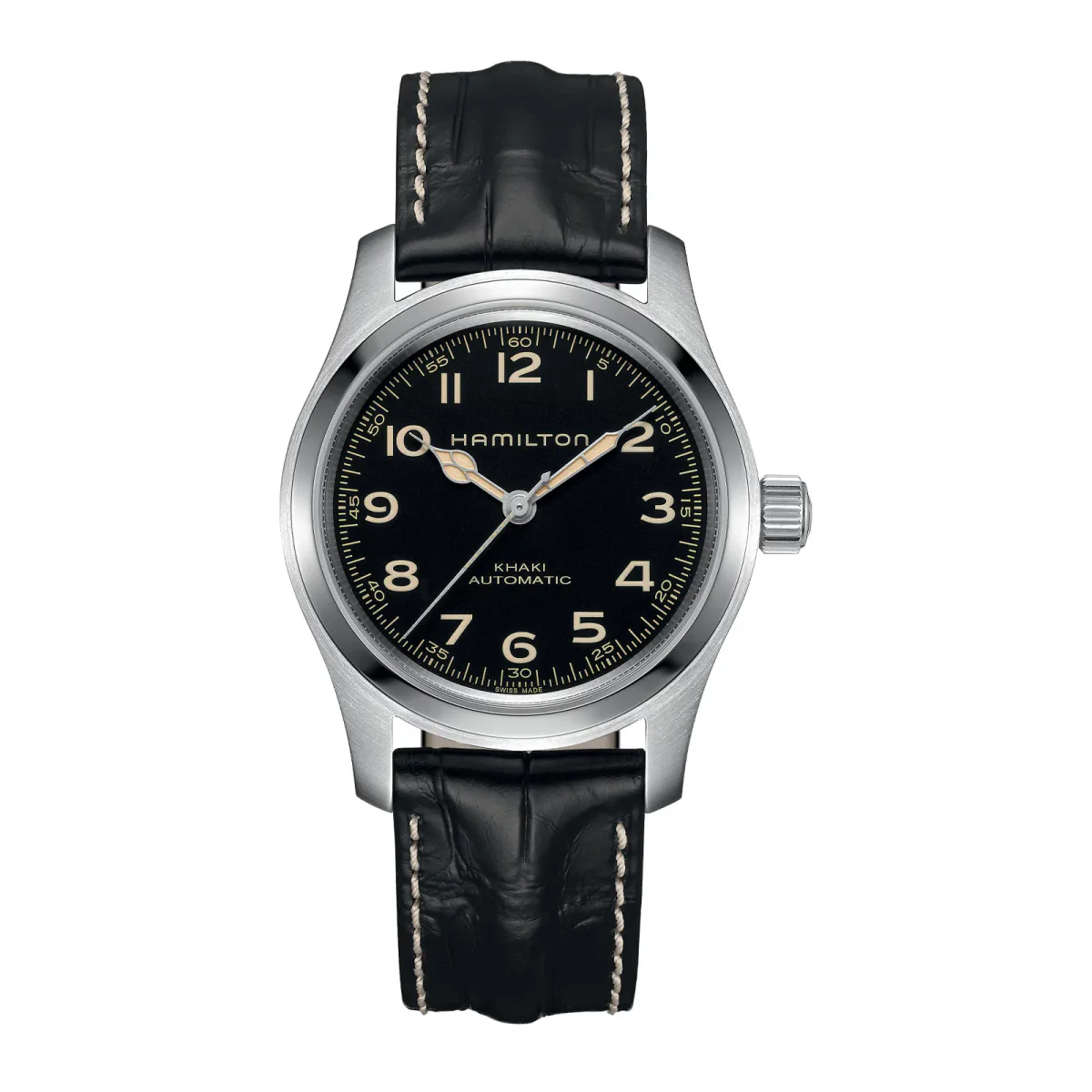 Hamilton Khaki Field Murph Automatic 42mm Unisex Watch Black Leather Strap and Bracelet Box Set
