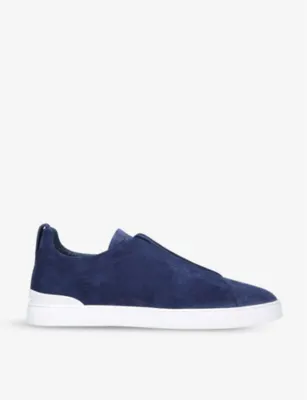 ZEGNA Triple stitch low-top suede trainers - BLUE - EUR 40 / 6 UK MEN