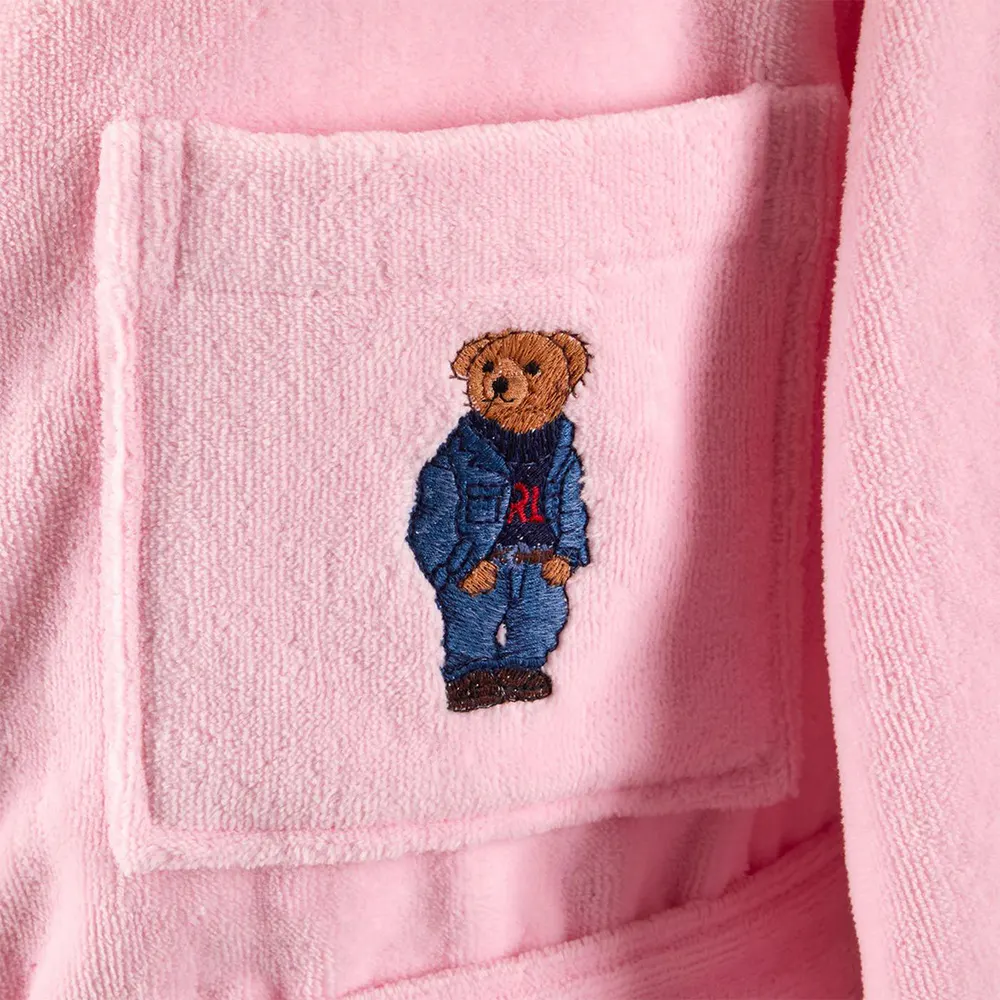 Ralph Lauren Home Denim Bear Bathrobe in Pink, additional product view 3
