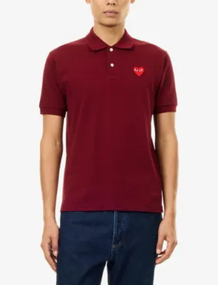COMME DES GARCONS PLAY Heart Motif-Logo Cotton Polo Shirt detail 3