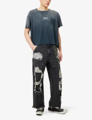 PALY HOLLYWOOD Core Logo-Print Cotton T-Shirt in BLACK, additional product view 2