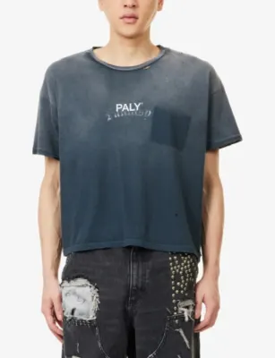 PALY HOLLYWOOD Core Logo-Print Cotton T-Shirt in BLACK, additional product view 3