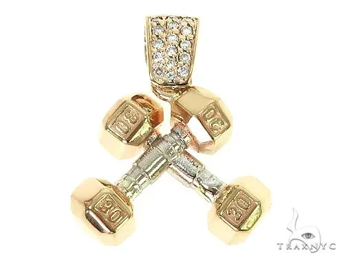 RINA - For Him FACTORY 14K Two Tone Small Dumbbells Barbells Fitness Pendant 66107 – Pendant