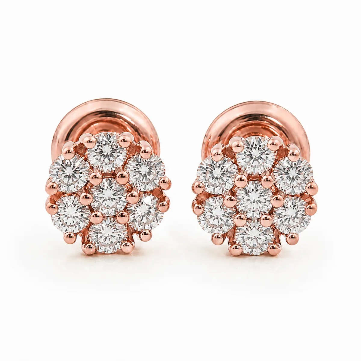 RINA - For Him FACTORY 14K Gold Cluster Diamond Earrings 2 16804 in Rose Gold – Earrings