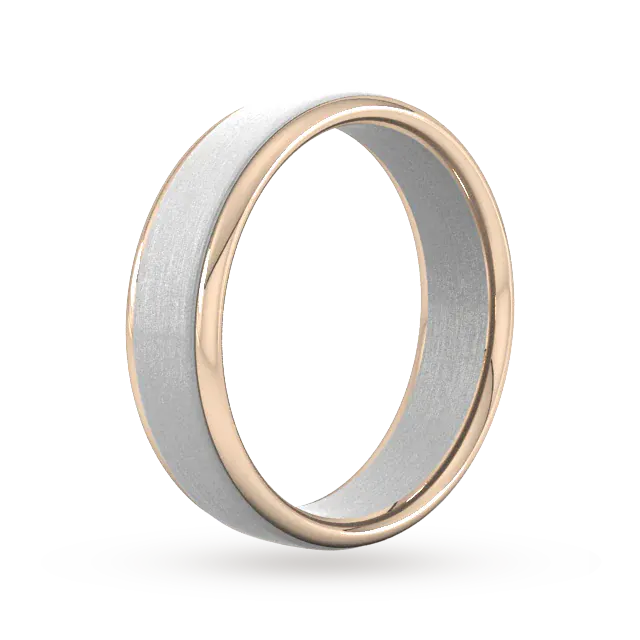 For Him 6mm Wedding Ring In 18 Carat White & Rose Gold detail 2