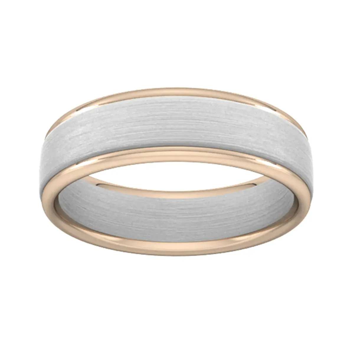 For Him 6mm Wedding Ring In 18 Carat White & Rose Gold