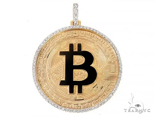 RINA - For Him CUSTOM 14K Yellow Gold 1.5 Inch Bitcoin Pendant 65124 in Rose Gold – Pendant