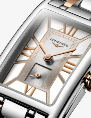 LONGINES L5.255.5.75.7 DolceVita Rectangular Stainless-Steel And Red PVD Quartz Watch detail 2
