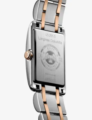 LONGINES L5.255.5.75.7 DolceVita Rectangular Stainless-Steel And Red PVD Quartz Watch detail 3