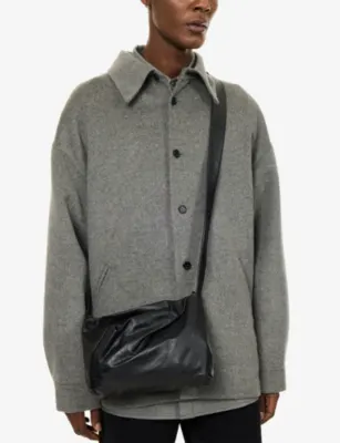YOHJI YAMAMOTO Puff Leather Crossbody Bag in BLACK, additional product view 2