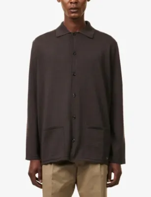 VALENTINO GARAVANI VLogo Signature Pointed-Collar Virgin-Wool Cardigan detail 3