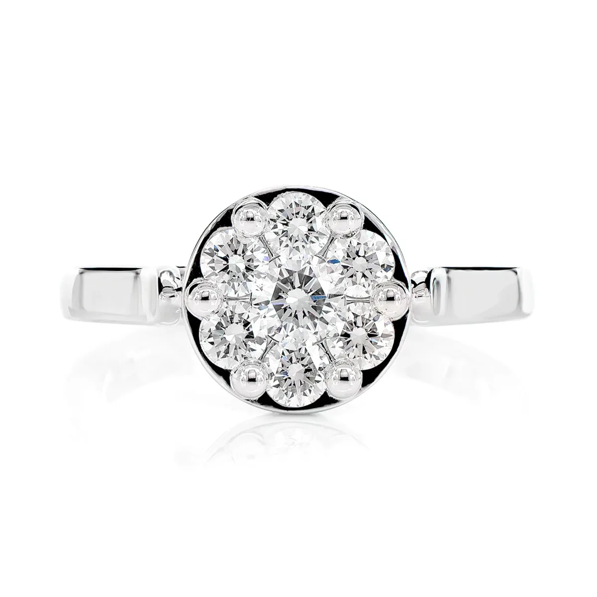 For Him Cathedral Round Cluster Diamond Engagement Ring in White Gold / Natural Diamond – Ring