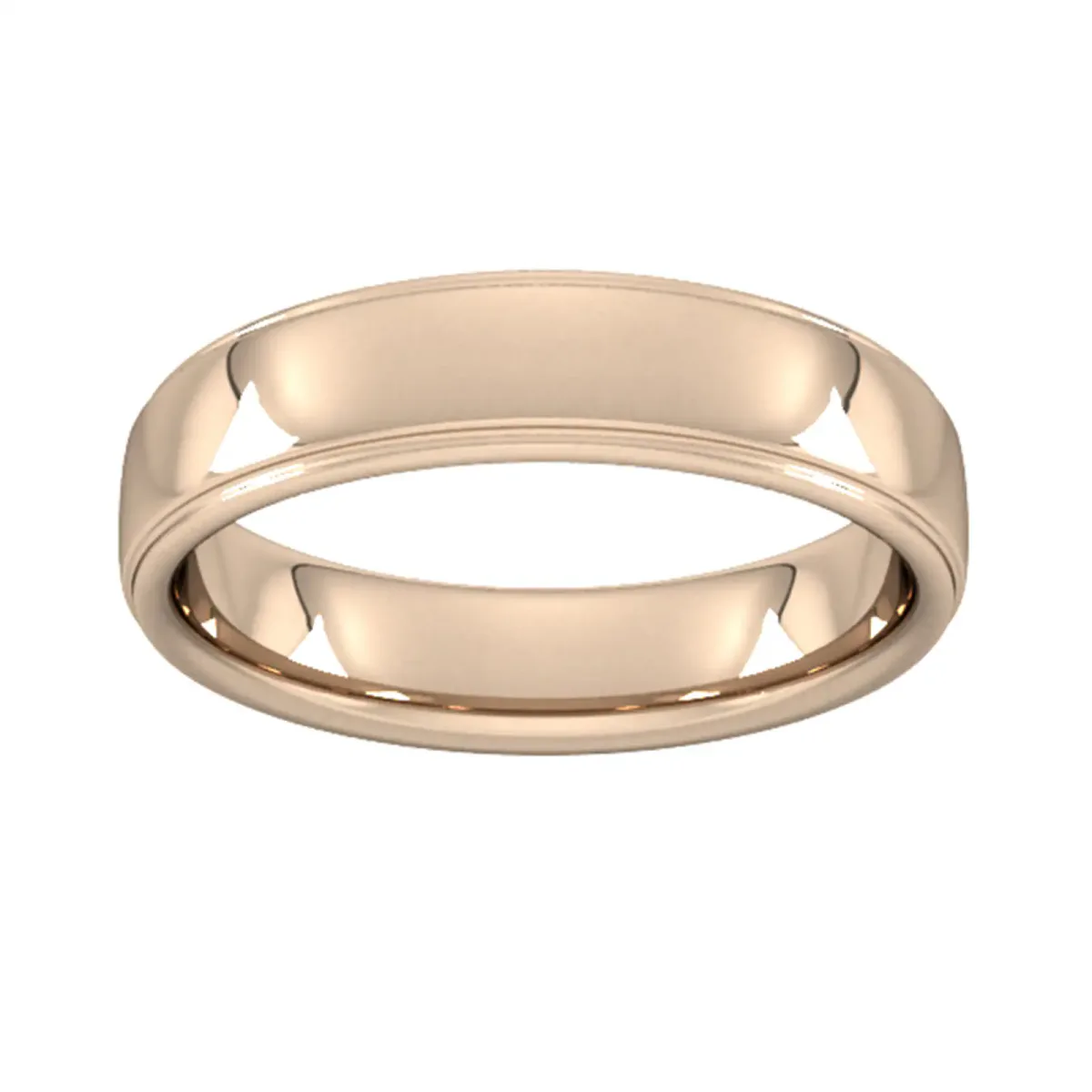 For Him 5mm Traditional Court Standard Polished Finish With Grooves Wedding Ring In 9 Carat Rose Gold