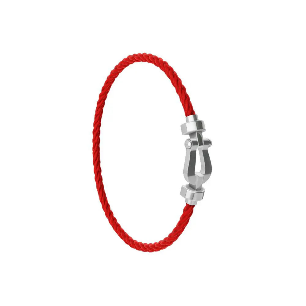 FRED Force 10 18ct White Gold Buckle & Red Cable Medium Model - Size 14 detail 3