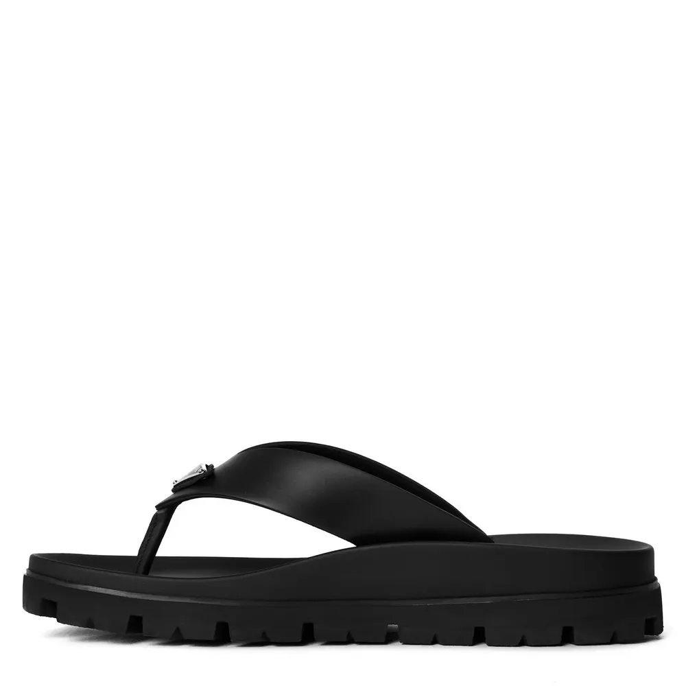 Prada Rubber Thong Sandals in Black/Black, additional product view 2