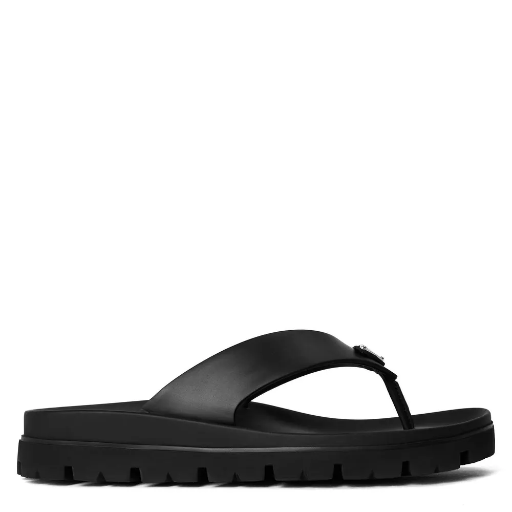Prada Rubber Thong Sandals in Black/Black – Footwear