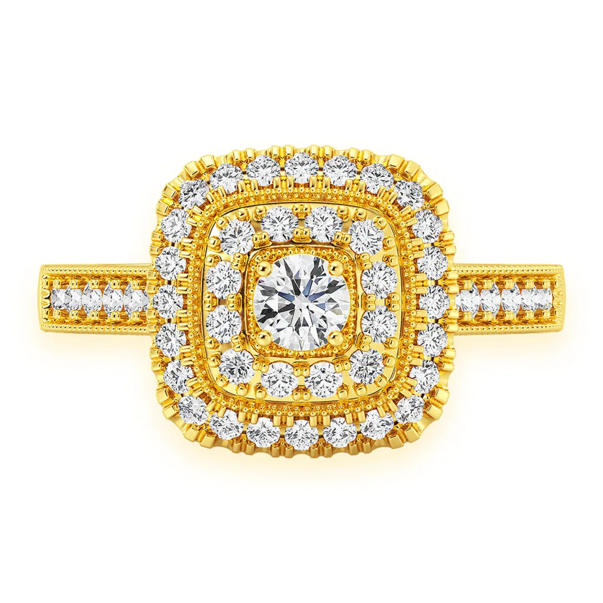For Him Two Tier Cushion Halo Diamond Ring in Rose Gold / Lab Grown Diamond – Ring