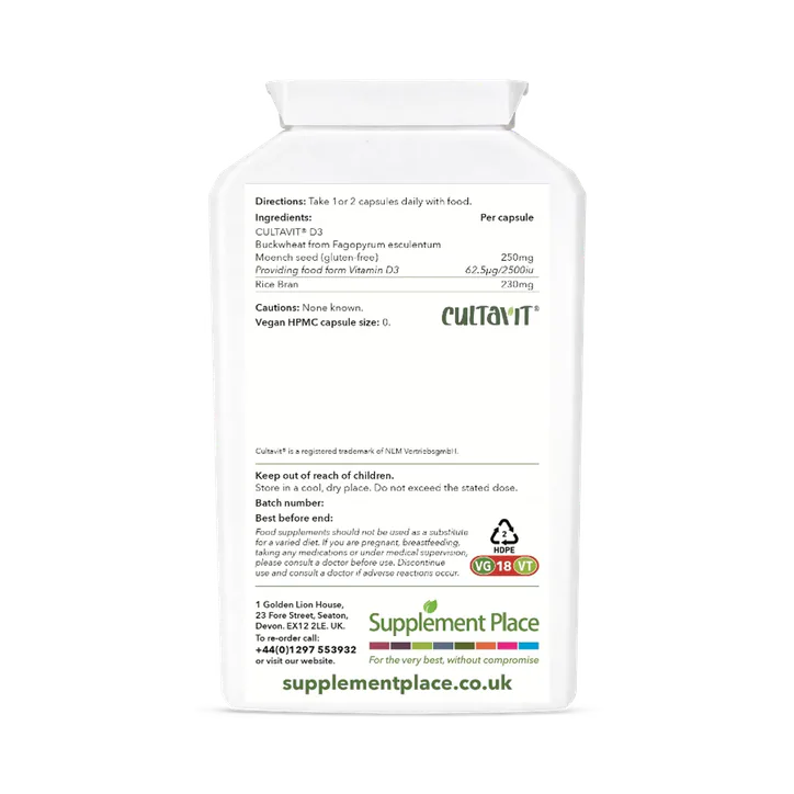 Supplement Place Wholefood Vitamin D3 2500IU/62.5μg | 120 Capsules detail 2