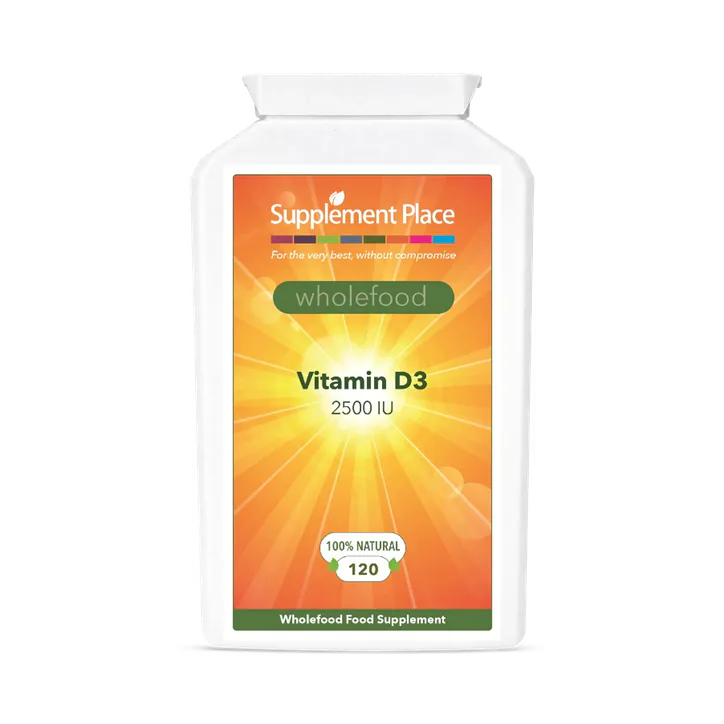 Supplement Place Wholefood Vitamin D3 2500IU/62.5μg | 120 Capsules