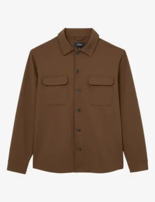 REISS Peshi Double-Pocket Stretch-Woven Overshirt - TOBACCO BROWN detail 2
