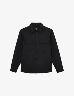 REISS Peshi Double-Pocket Stretch-Woven Overshirt - TOBACCO BROWN
