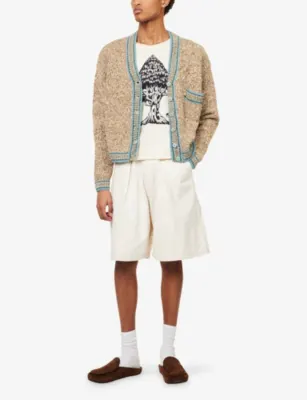 STORY MFG Lush Carpenter Pleated Cotton Shorts in ECRU, additional product view 2