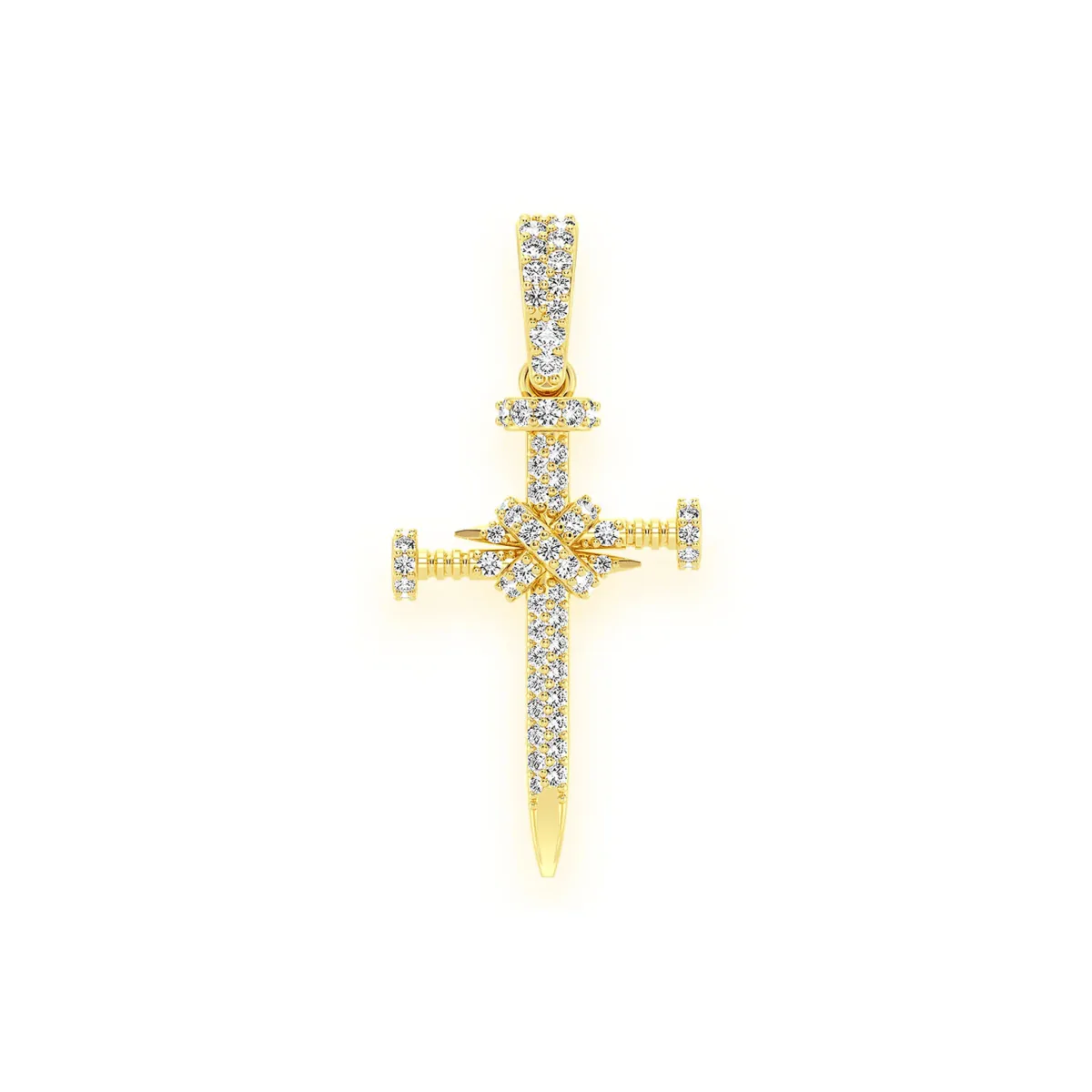 For Him Nail Diamond Cross Pendant in Yellow Gold / Natural Diamond – Pendant