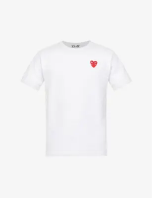COMME DES GARCONS PLAY Overlap-heart print cotton-jersey T-shirt - BLACK detail 2