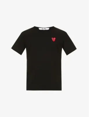 COMME DES GARCONS PLAY Overlap-heart print cotton-jersey T-shirt - BLACK