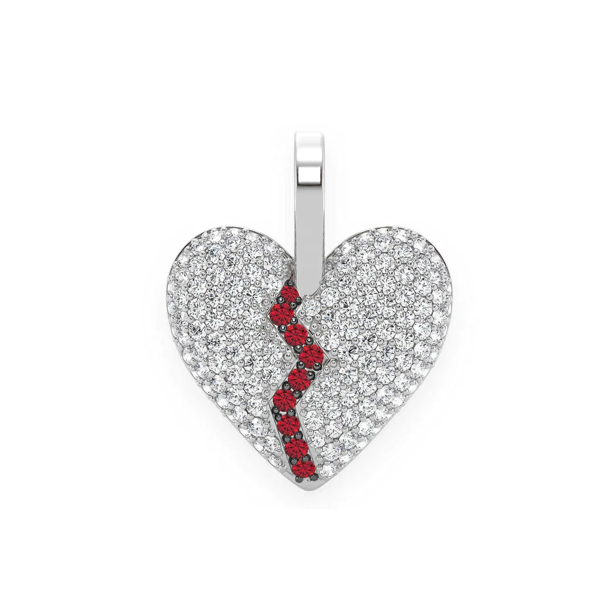For Him Broken Heart Diamond Pendant in White Gold / Natural Diamond – Pendant