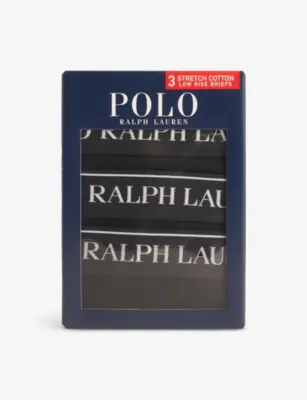POLO RALPH LAUREN Logo-waistband low-rise pack of three stretch-cotton briefs