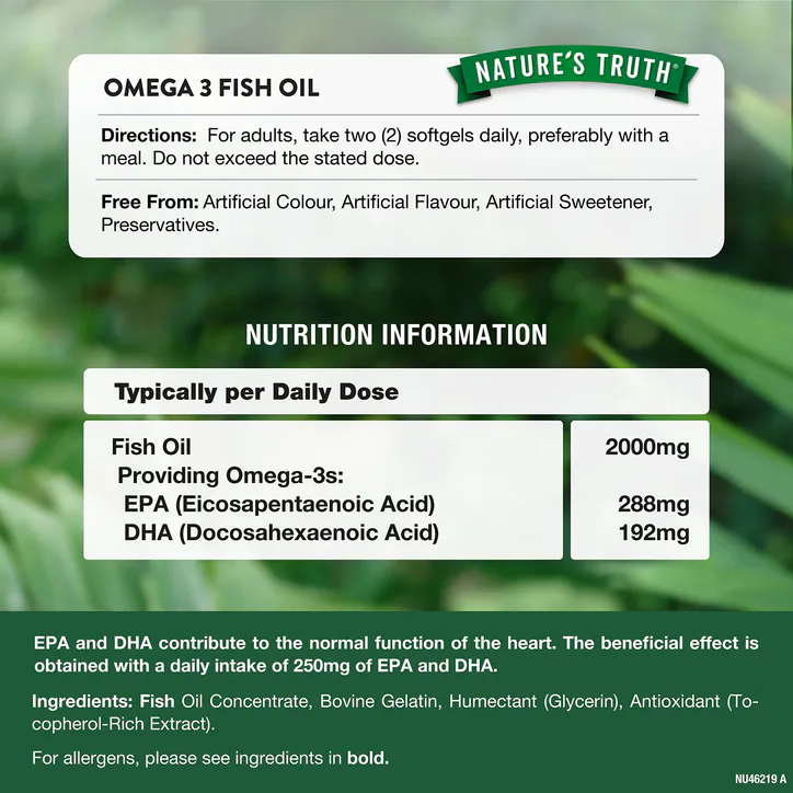 Nature's Truth Omega 3 Fish Oil 2000mg - 60 Softgels 60Softgel detail 3