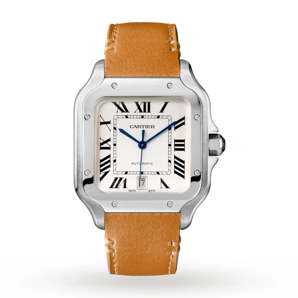 Cartier Santos De Cartier Watch Large Model, Automatic Movement, Steel, Interchangeable Metal And Leather Bracelets detail 2