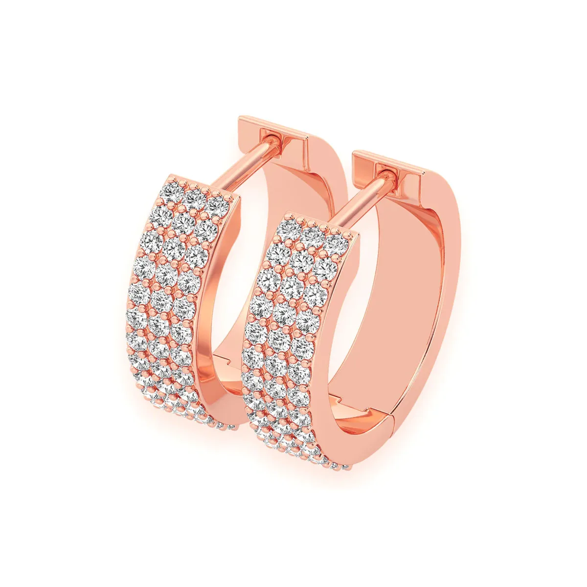 For Him Three Row Diamond Hoops in 0.66ctw / Rose Gold / Natural Diamond – Earring