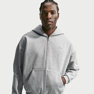 Nike Standard Issue Men's Therma-FIT Full-Zip Basketball Hoodie - Dark Grey Heather/Black