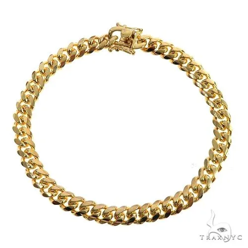 JALGAS - ROYAL CHAIN GROUP 10K Yellow Gold Solid Miami Cuban Link Bracelet 8.5 Inches 7mm 66414 in Yellow – Bracelet