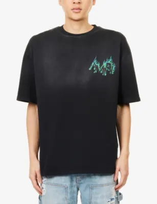AMIRI Flames Oversized Cotton-Jersey T-Shirt detail 3