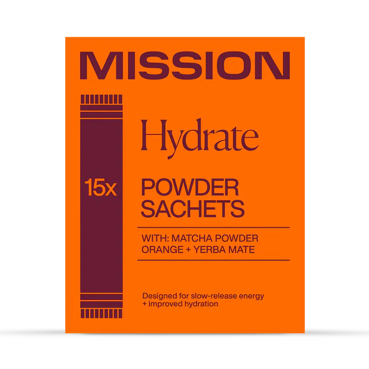 Mission Hydrate Matcha Powder (Orange & Yerba Maté) 15 Sachets