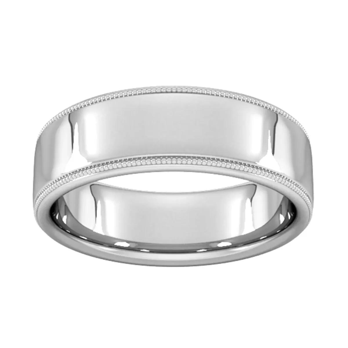 For Him 7mm Slight Court Standard Milgrain Edge Wedding Ring In 18 Carat Yellow Gold