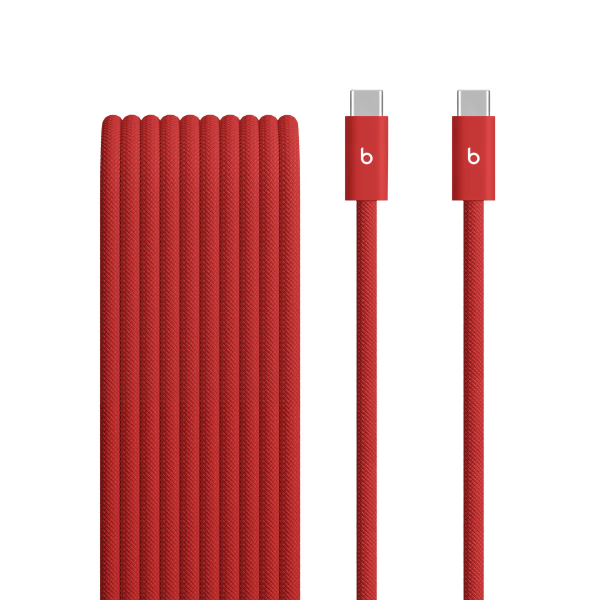 Beats USB‑C to USB‑C Woven Cable (3 m / 10 ft) – Bolt Black in Rapid Red – Mac