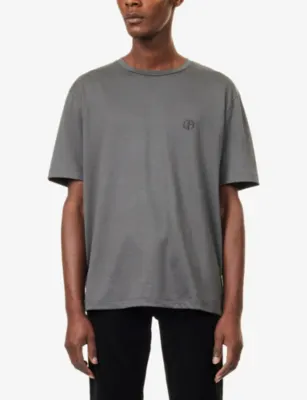 GIORGIO ARMANI Crew-Neck Cotton T-Shirt in SMOKE, additional product view 3