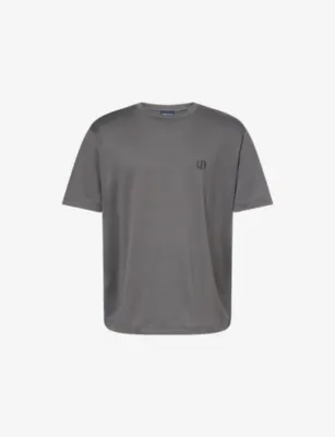 GIORGIO ARMANI Crew-Neck Cotton T-Shirt in SMOKE – Mens | Tops & t-shirts | T-Shirts | Plain T-Shirts