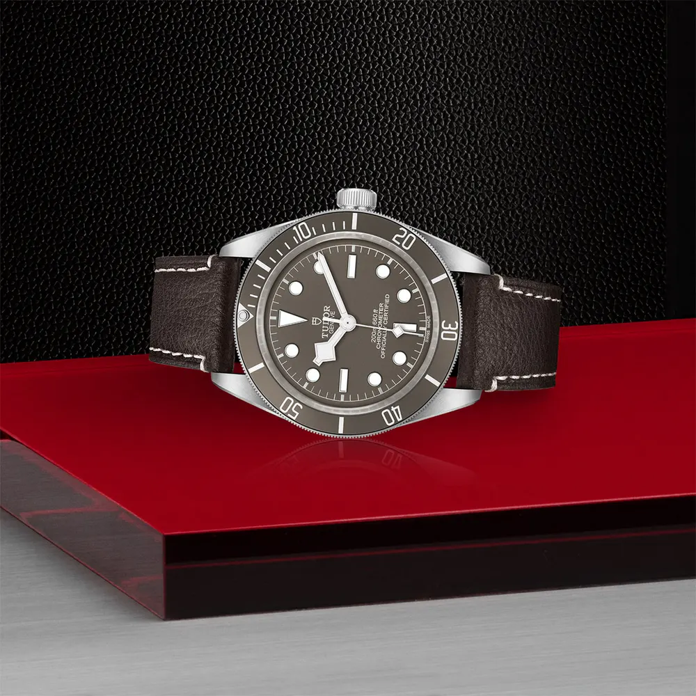 Tudor Black Bay 58 925 39mm Silver Case Brown Leather Bracelet detail 3