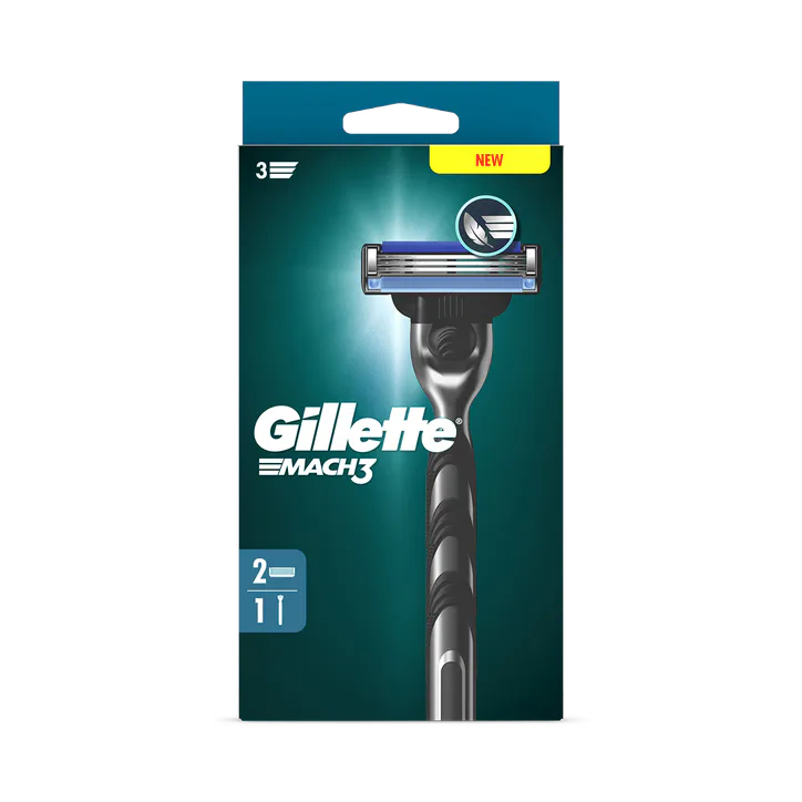 Gillette Mach3 Razor For Men, 1 Gillette Razor, 2 Razor Blade Refills